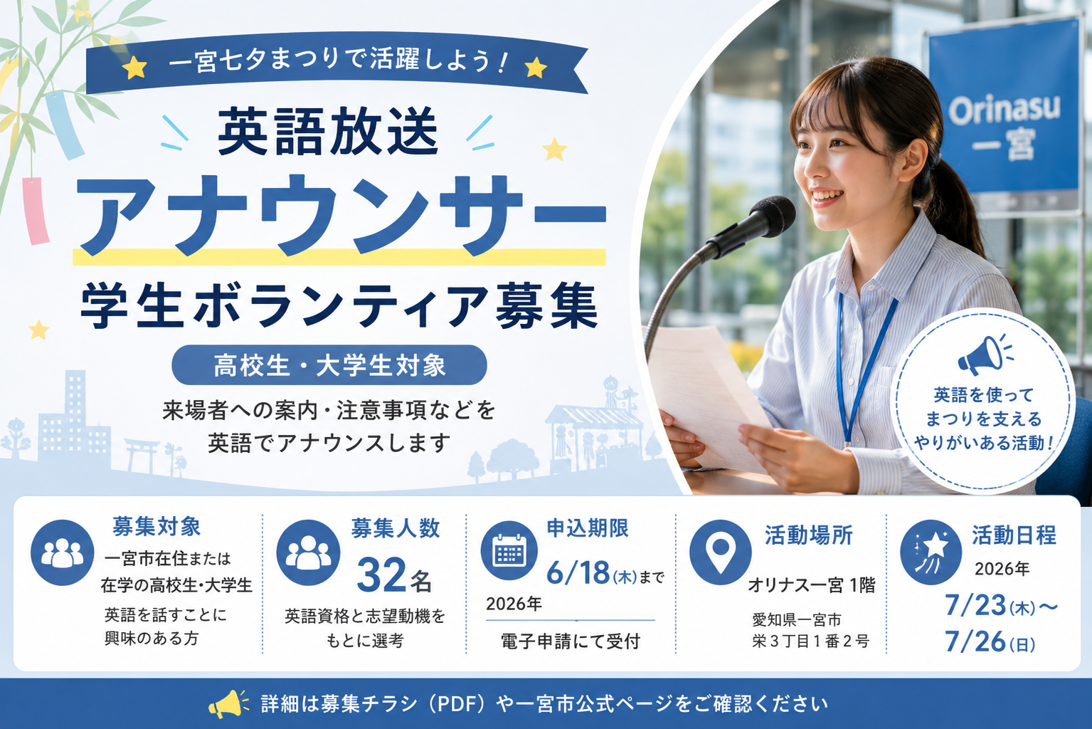 七夕まつり英語アナウンサー